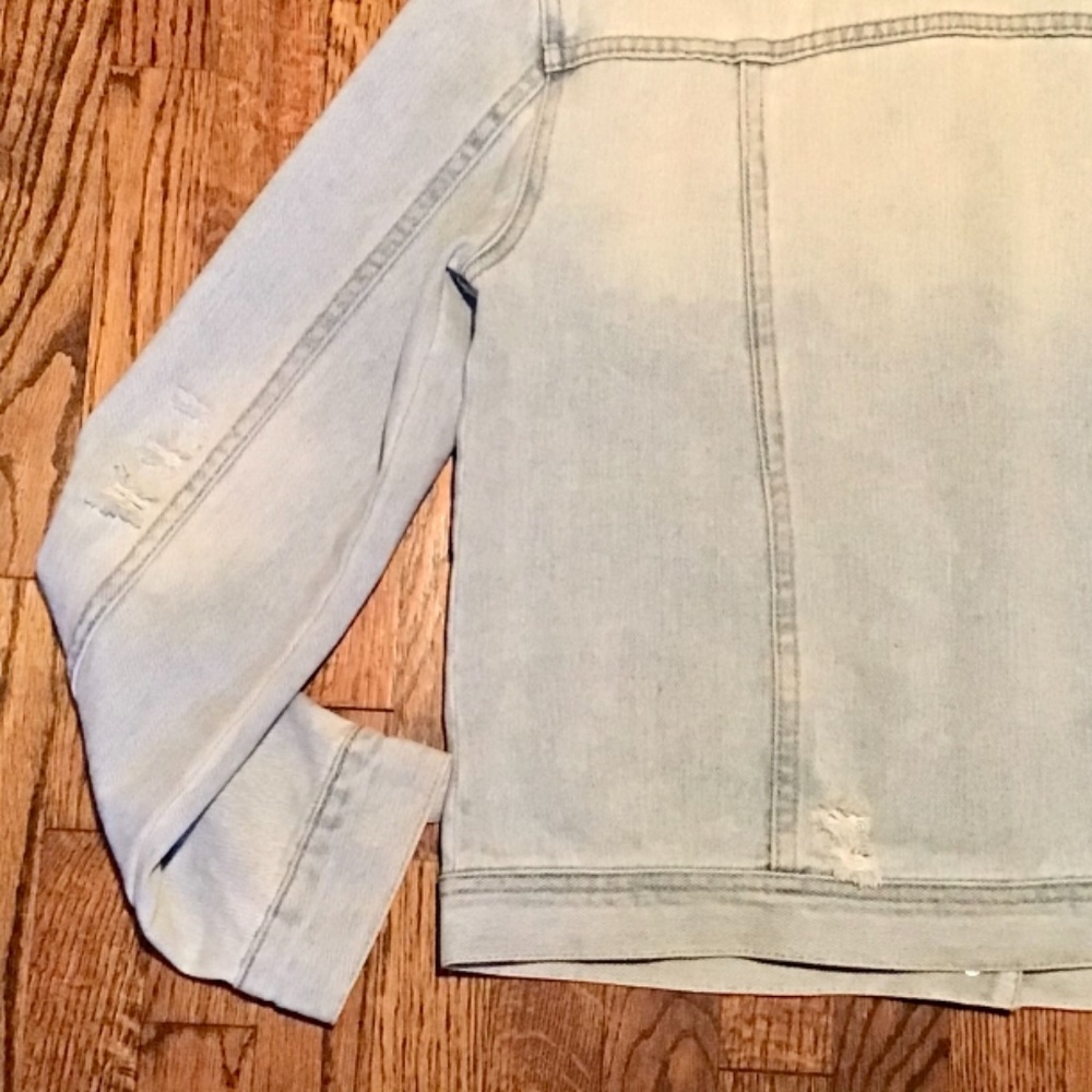 Alien Face Patch Distressed Denim Jacket - image 4